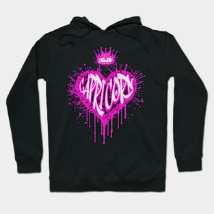 Capricorn Graffiti Air Brush Heart Zodiac Sign Astrology Hoodie